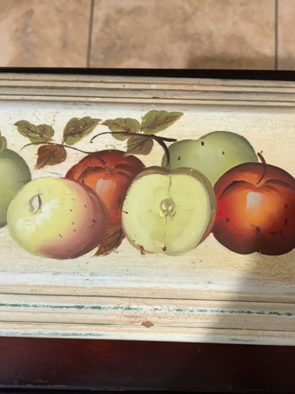 Hand-Painted Fruit Wall Art Panel in Green and Red